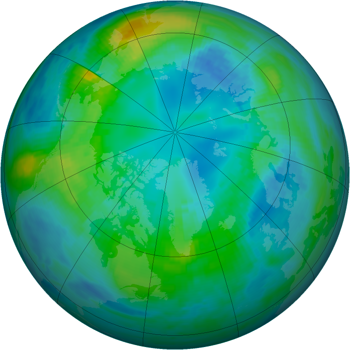 Arctic ozone map for 20 October 1985